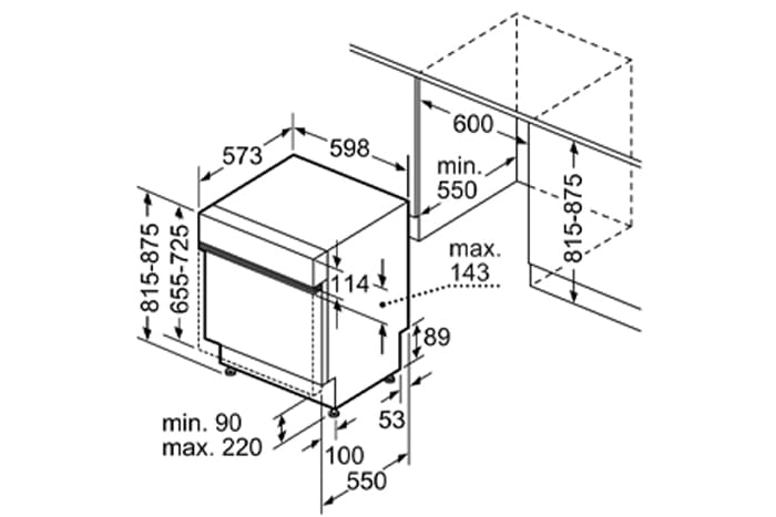 Máy rửa bát bán âm Bosch Serie 6 SMI6ECS10E